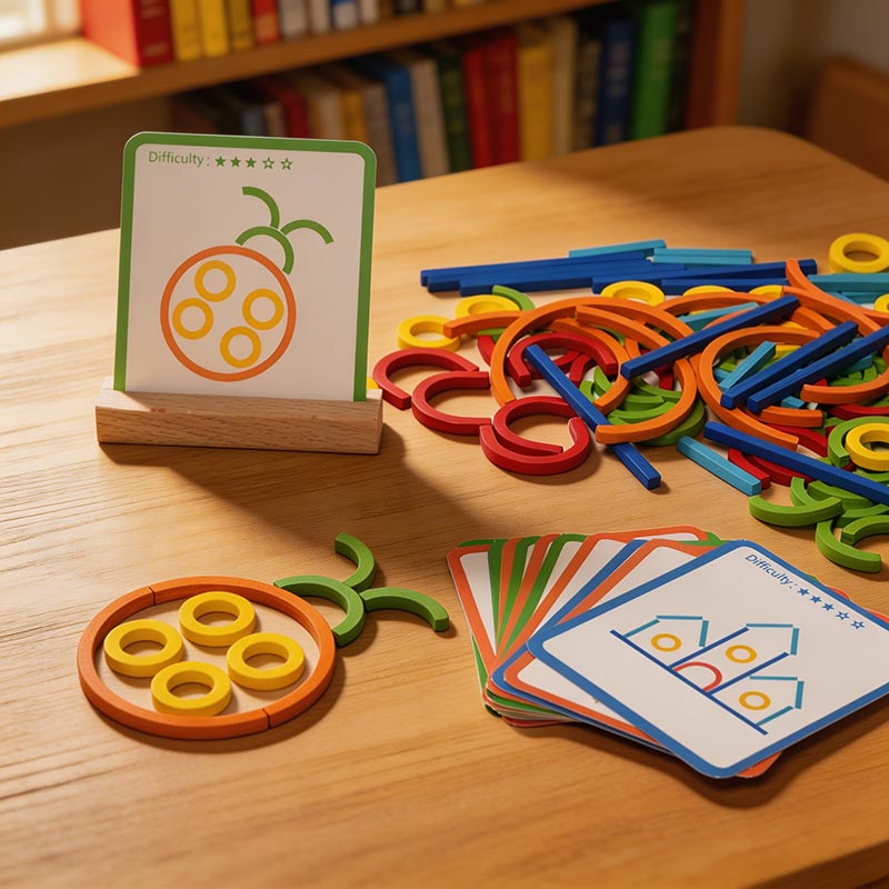 Montessori Smart Sticks – Creatief stokken & ringen puzzelspel