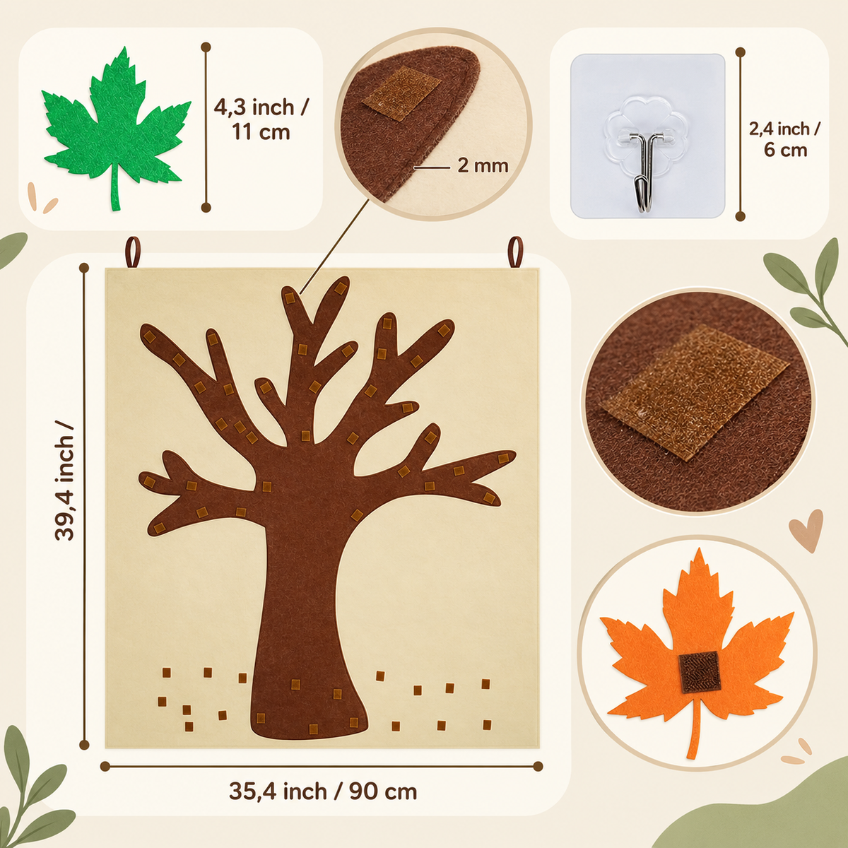 Montessori Vilten Herfstboom – Educatief & creatief speelbord