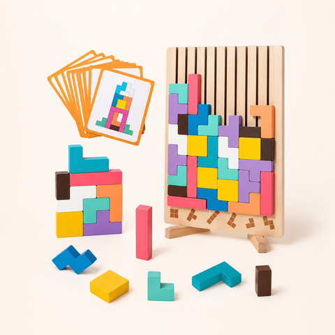 Montessori houten Tetris stapelspel