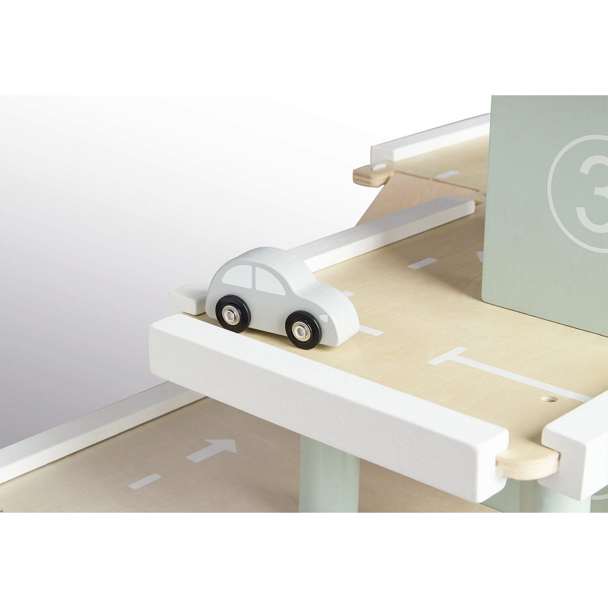 Montessori houten garage met auto