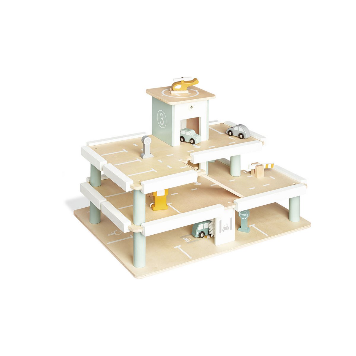 Montessori houten garage transparant weergegeven