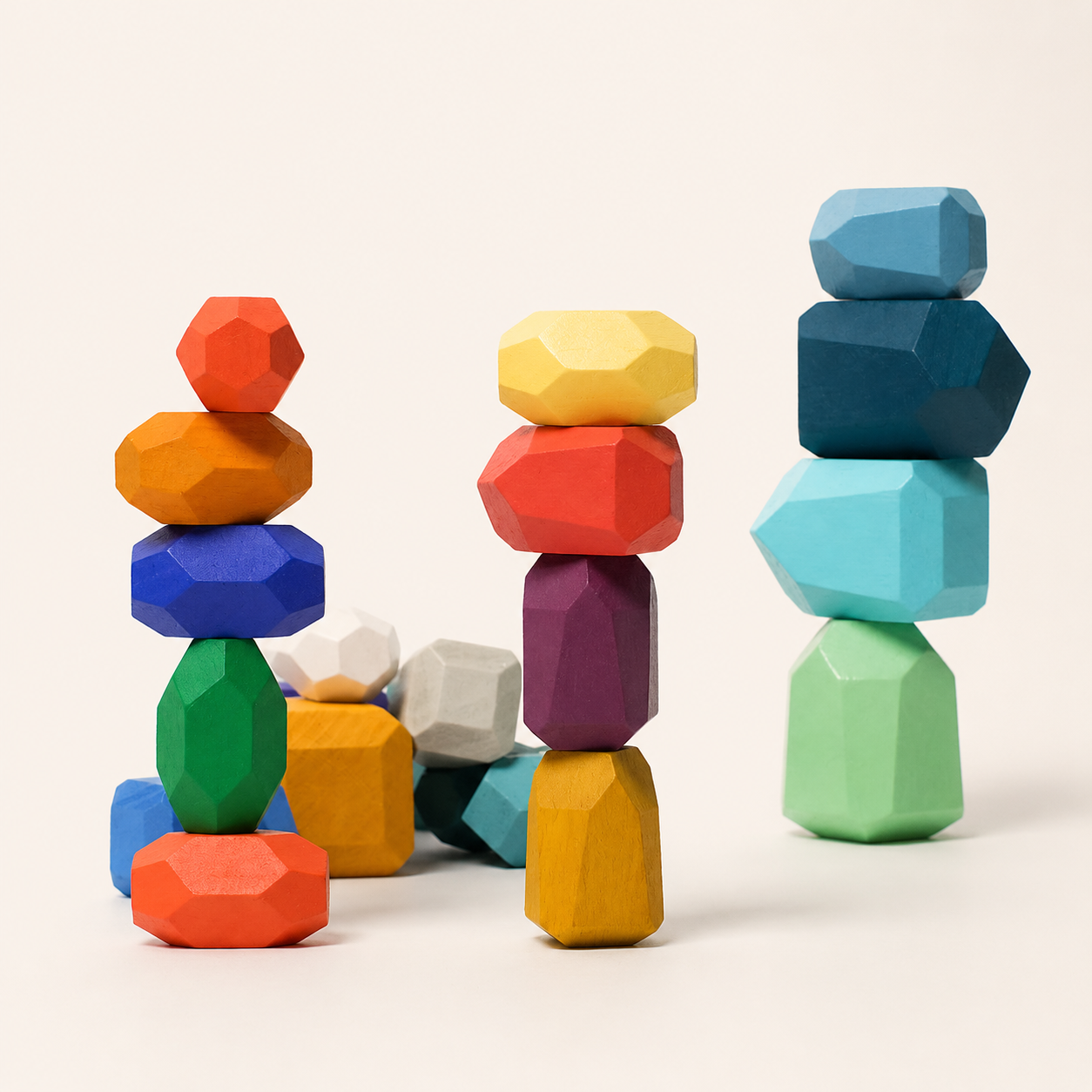 Montessori Houten Stenen – 21delig balans & stapelset