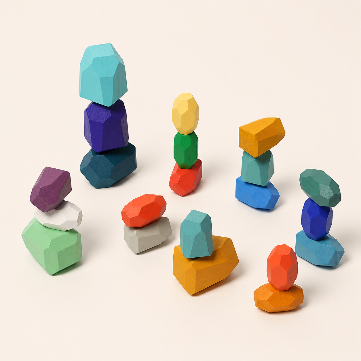 Montessori Houten Stenen – 21delig balans & stapelset