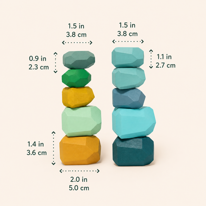 Montessori Houten Stenen – 21delig balans & stapelset