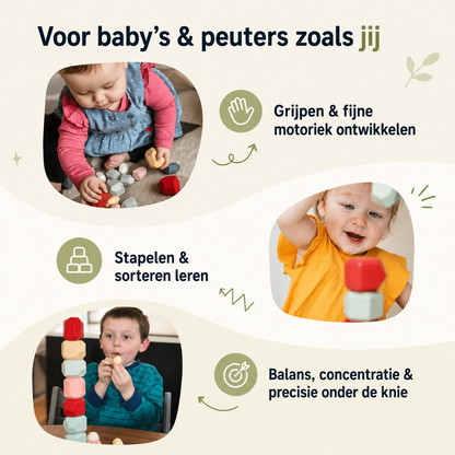 Montessori Houten Stenen – 21delig balans & stapelset