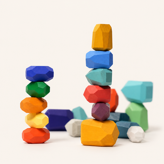 Montessori Houten Stenen – 21delig balans & stapelset