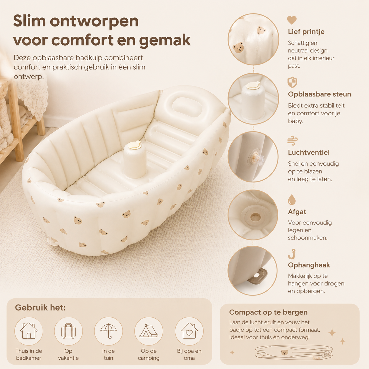 Opblaasbaar Babybadje – Compact en veilig