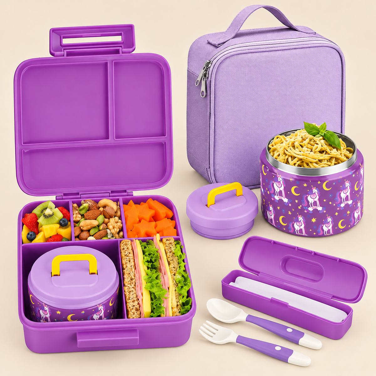 Bento Lunchbox voor Kinderen – Complete lunchset met koeltas