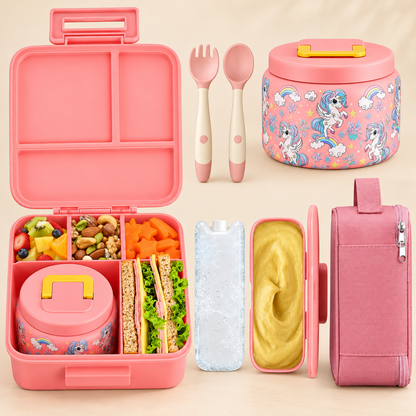 Bento Lunchbox voor Kinderen – Complete lunchset met koeltas