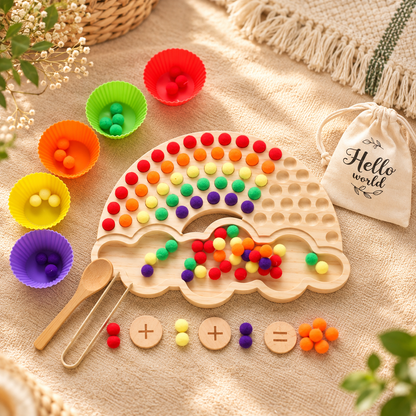 Houten Regenboog Sorteerbord – Sensorisch educatief speelgoed