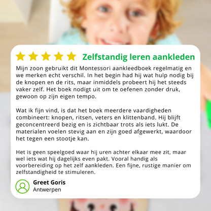 Montessori Aankleed Boek – Zelfstandig leren knopen & ritsen