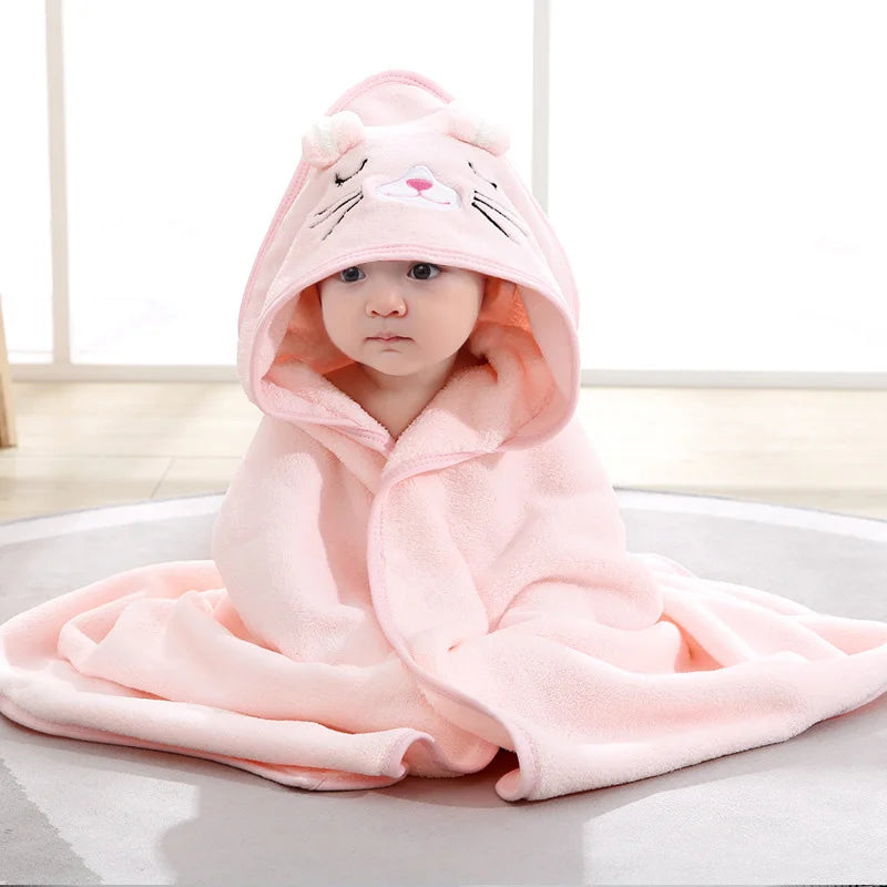 Baby Badcape met Capuchon – Zachte dieren handdoek & wikkeldeken