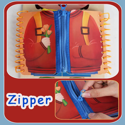 Montessori Aankleed Boek – Zelfstandig leren knopen & ritsen