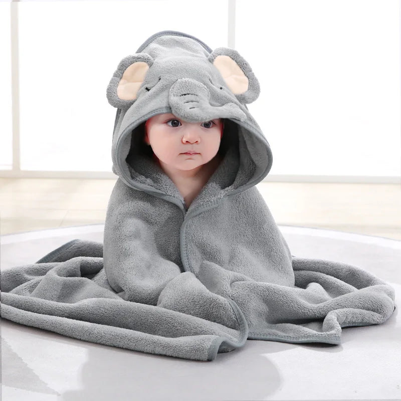Baby Badcape met Capuchon – Zachte dieren handdoek & wikkeldeken