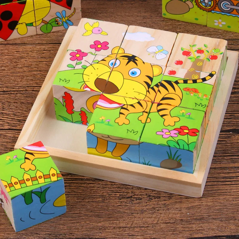 Houten 6-in-1 Jungle Blokpuzzel – Speels en leerzaam