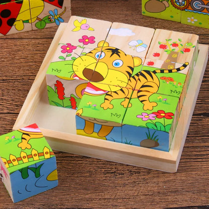 Houten 6-in-1 Jungle Blokpuzzel – Speels en leerzaam