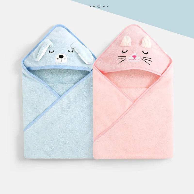 Baby Badcape met Capuchon – Zachte dieren handdoek & wikkeldeken