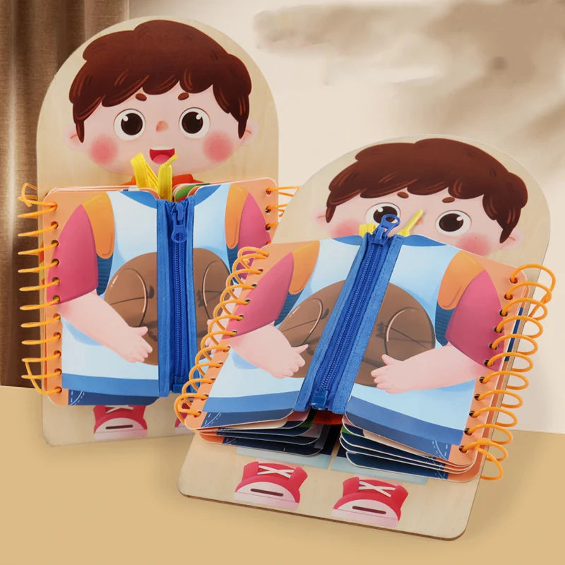 Montessori Aankleed Boek – Zelfstandig leren knopen & ritsen