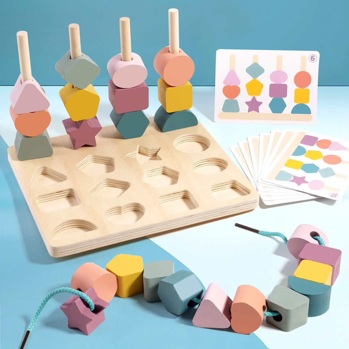 Montessori Vormenspel – Stapelen & sorteren voor kinderen