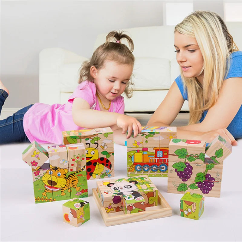 Houten 6-in-1 Jungle Blokpuzzel – Speels en leerzaam