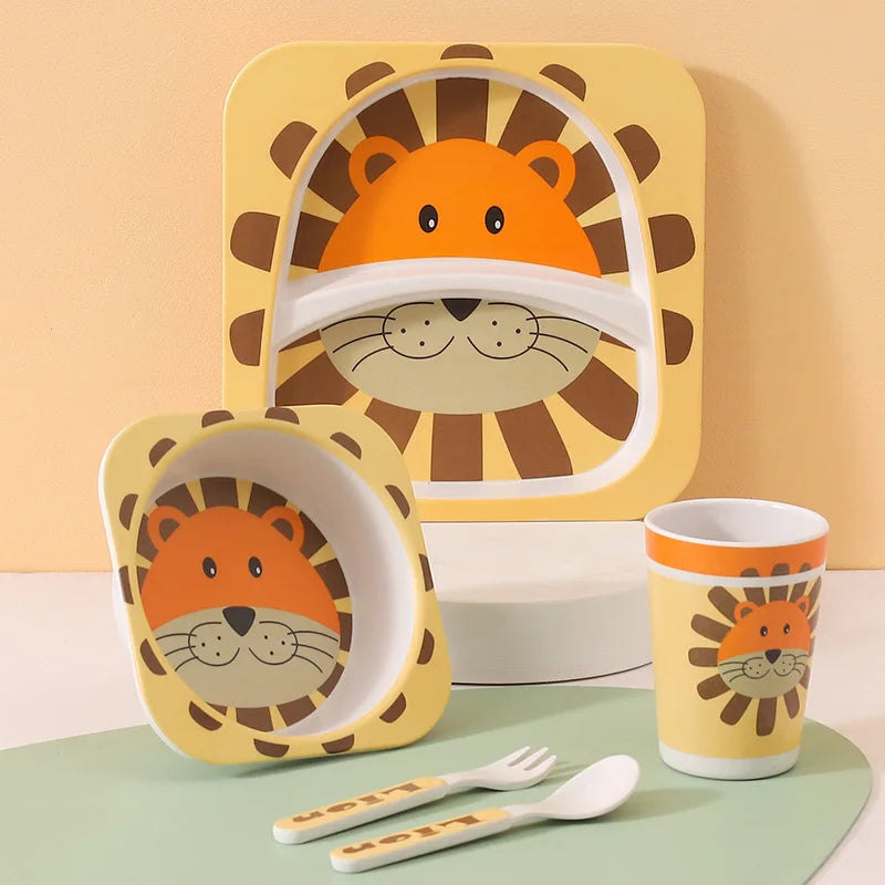 Kinder Eetset – Bamboe servies met dierenprint