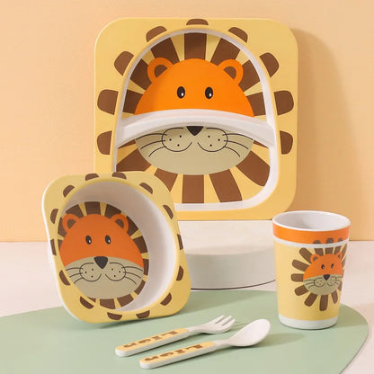 Kinder Eetset – Bamboe servies met dierenprint