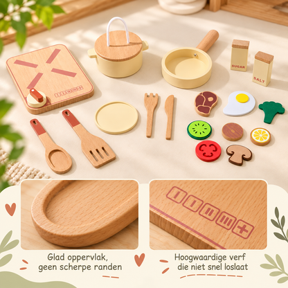 Houten Speelkeukenset voor Kinderen – Educatief rollenspel