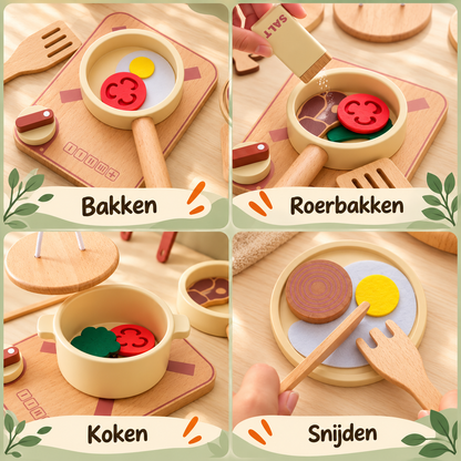 Houten Speelkeukenset voor Kinderen – Educatief rollenspel