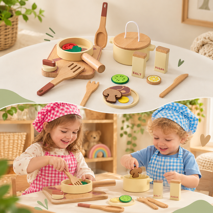 Houten Speelkeukenset voor Kinderen – Educatief rollenspel