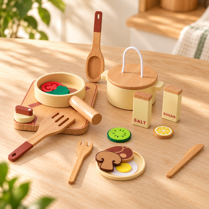 Houten Speelkeukenset voor Kinderen – Educatief rollenspel