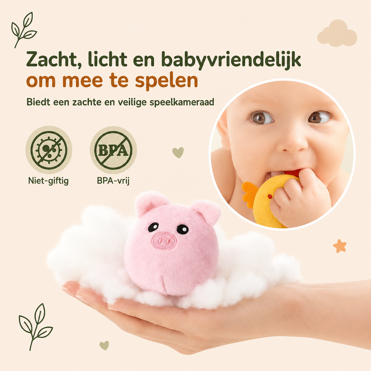 Zachte Boerderij Speelset - 6 knuffeldieren voor baby's