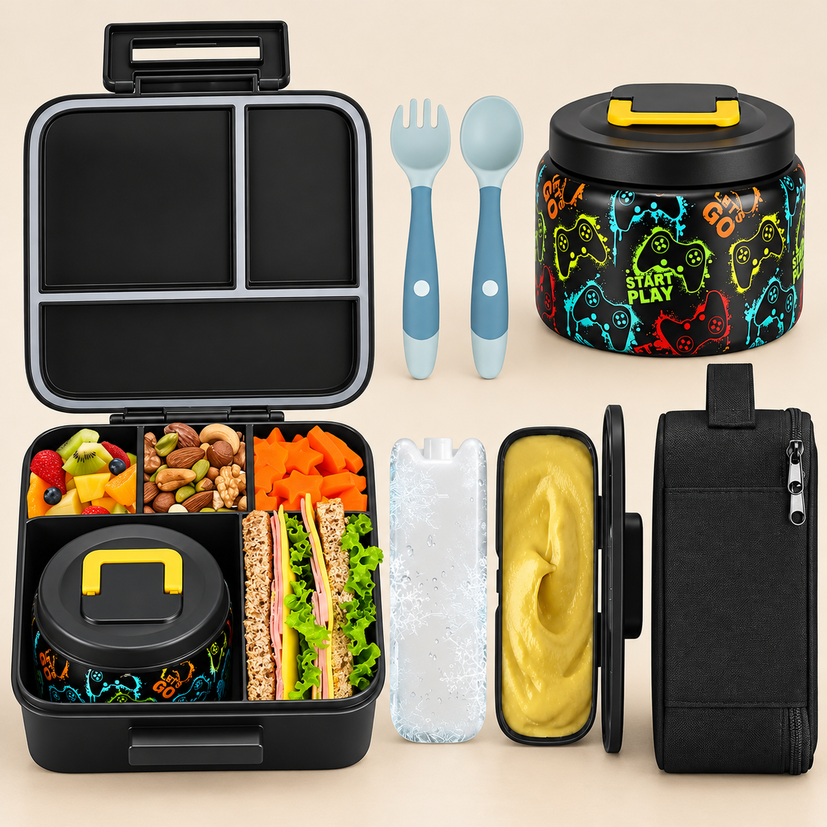 Bento Lunchbox voor Kinderen – Complete lunchset met koeltas