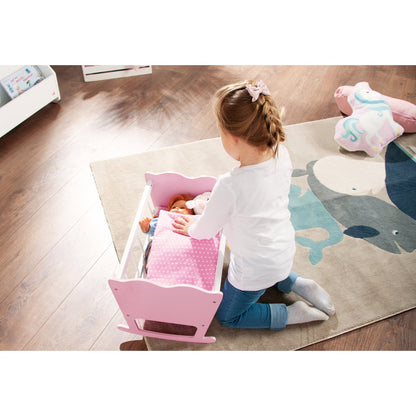 Poppenwieg Jasmine - Compleet 4-delig houten wieg