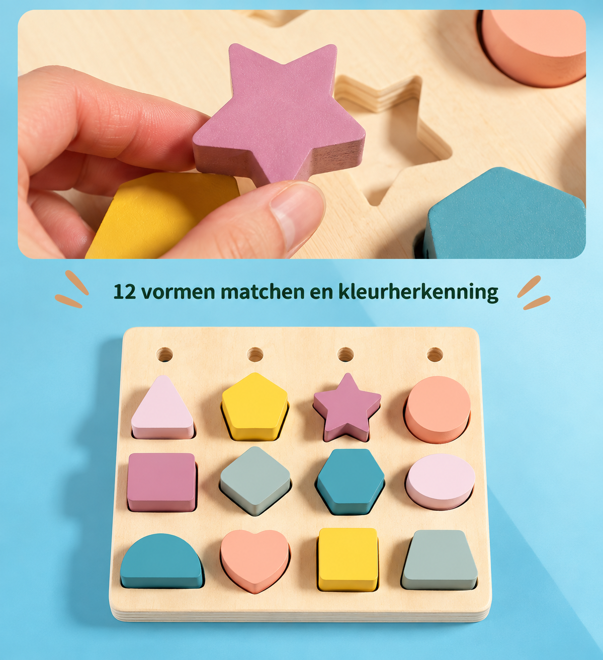 Montessori Vormenspel – Stapelen & sorteren voor kinderen