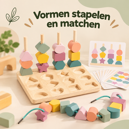 Montessori Vormenspel – Stapelen & sorteren voor kinderen