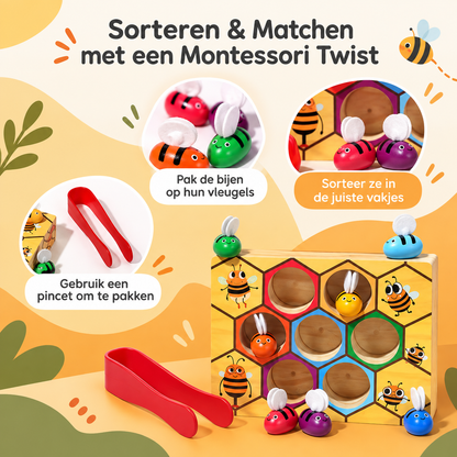 Montessori Bijenbox – Sorteer- & matchspel voor peuters