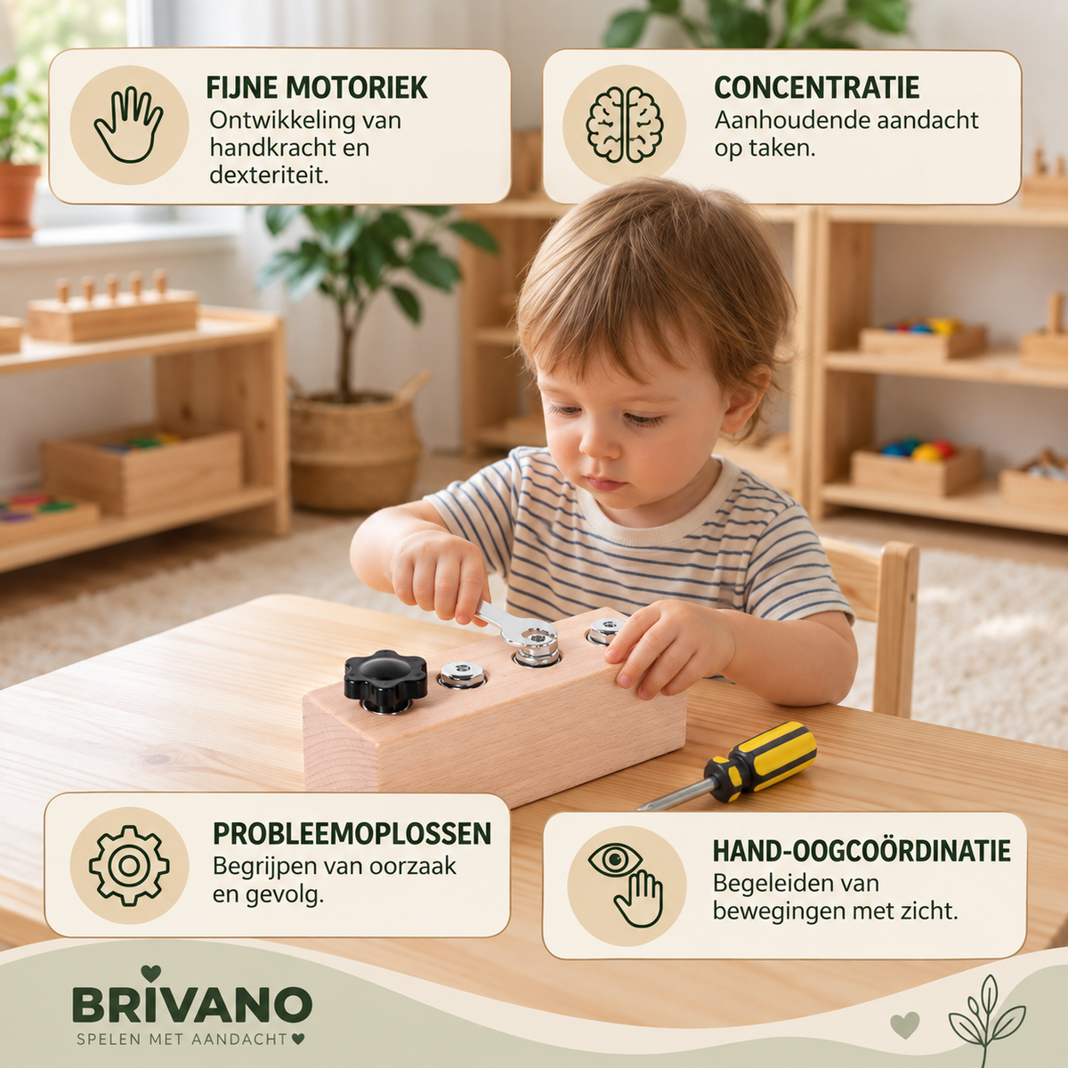 Montessori Houten Schroefset – Bouwen & draaien voor kinderen