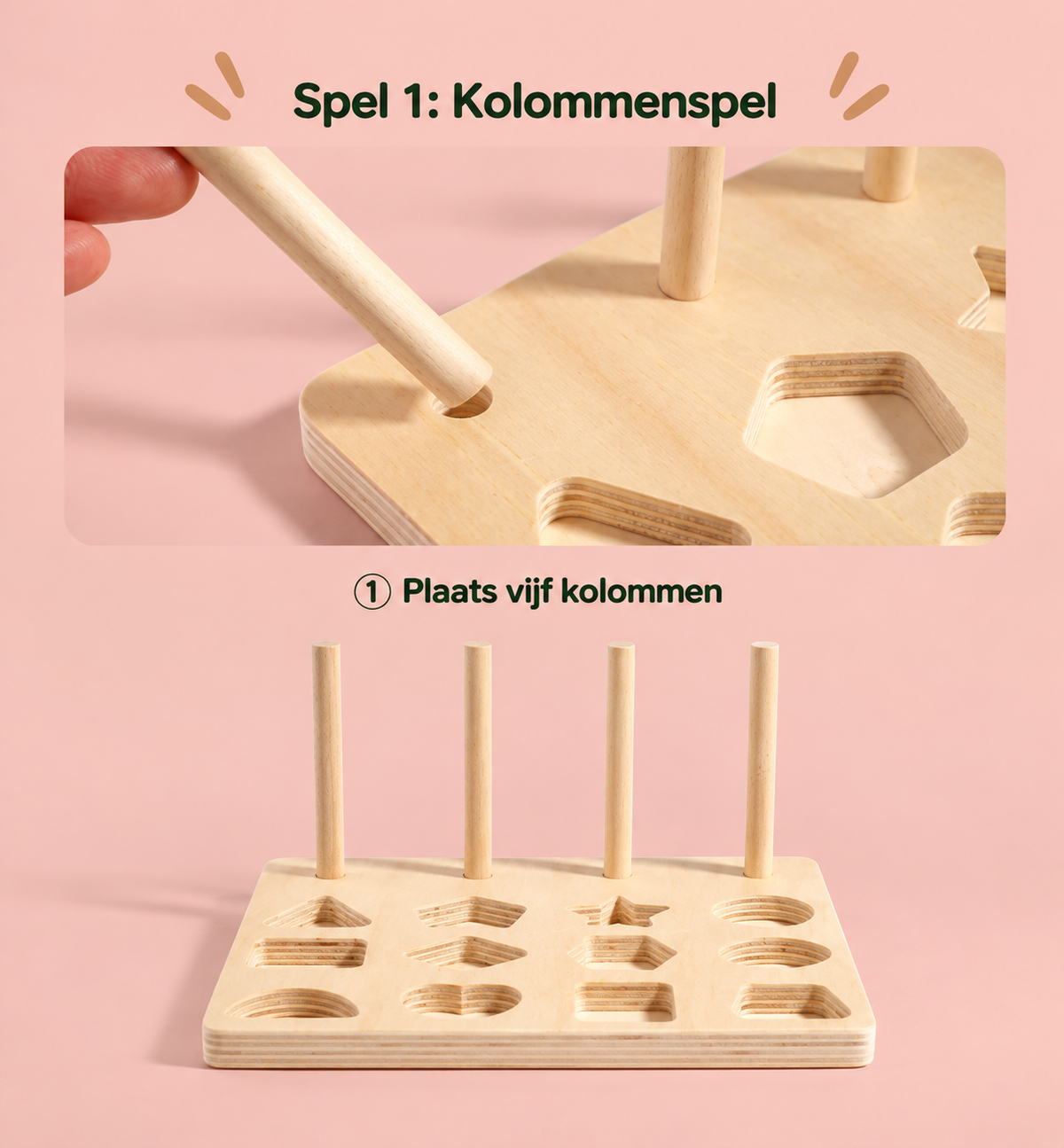 Montessori Vormenspel – Stapelen & sorteren voor kinderen