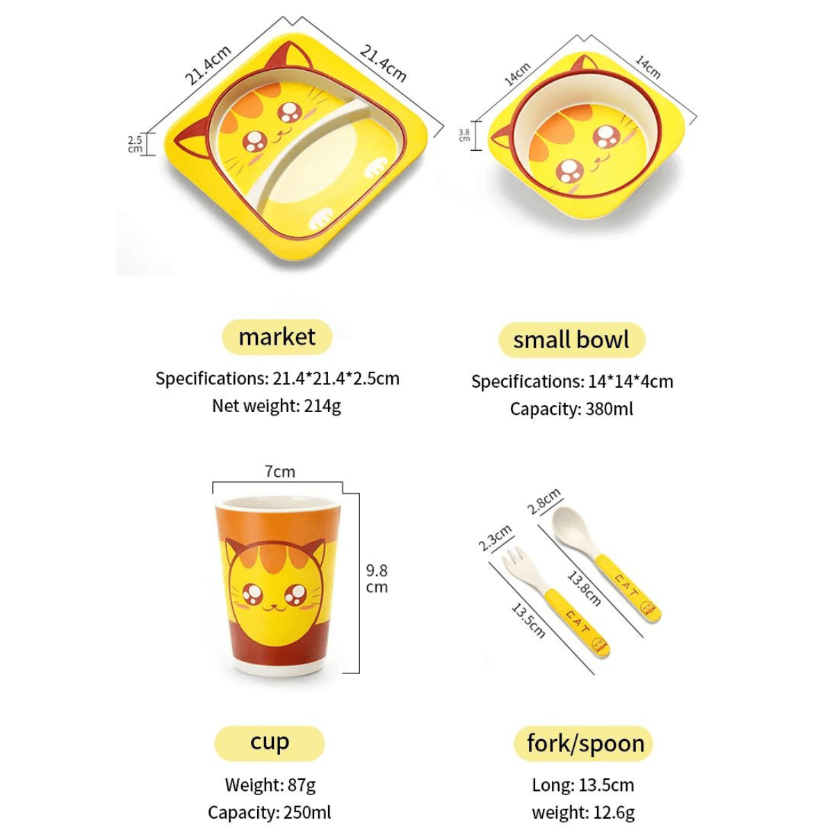 Kinder Eetset – Bamboe servies met dierenprint