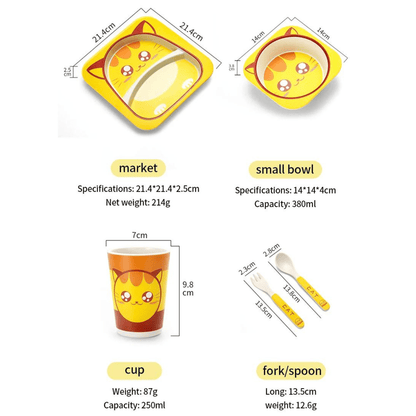 Kinder Eetset – Bamboe servies met dierenprint