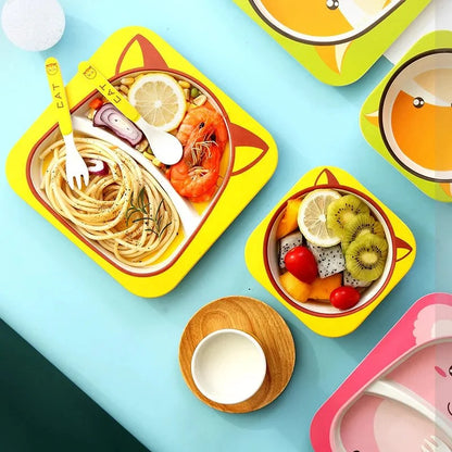 Kinder Eetset – Bamboe servies met dierenprint