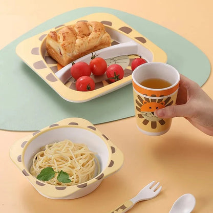 Kinder Eetset – Bamboe servies met dierenprint