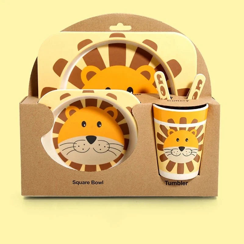 Kinder Eetset – Bamboe servies met dierenprint