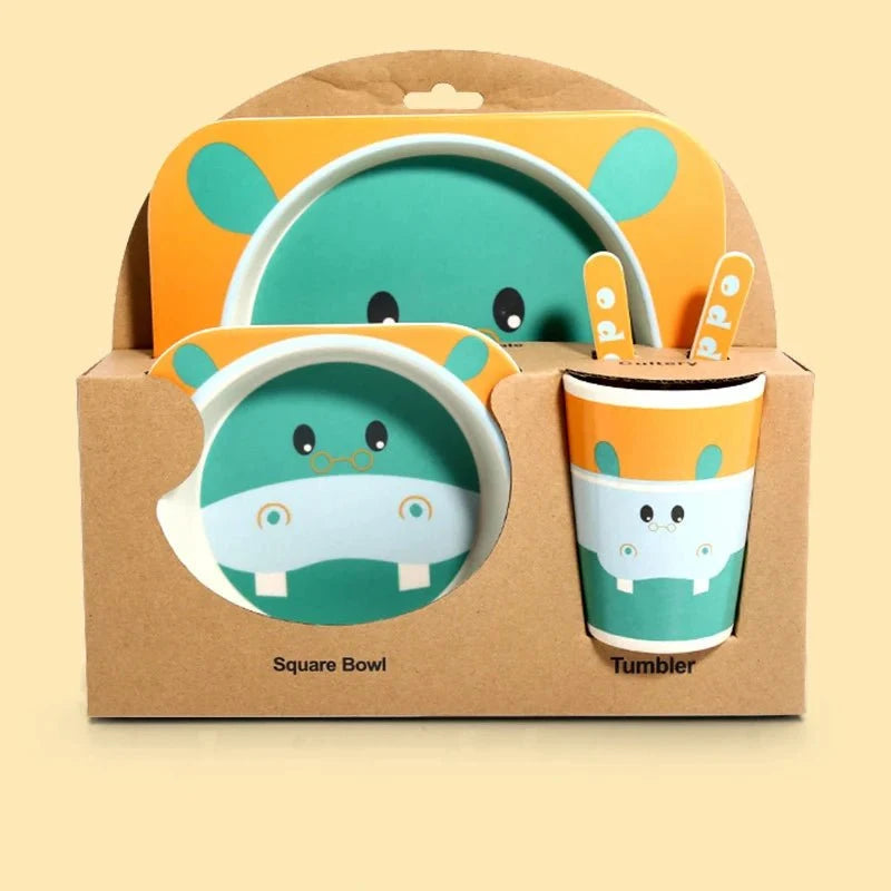 Kinder Eetset – Bamboe servies met dierenprint