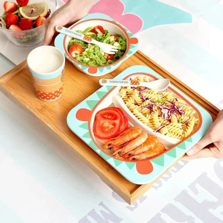 Kinder Eetset – Bamboe servies met dierenprint
