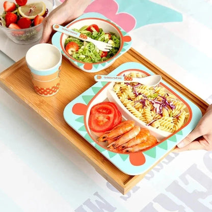 Kinder Eetset – Bamboe servies met dierenprint