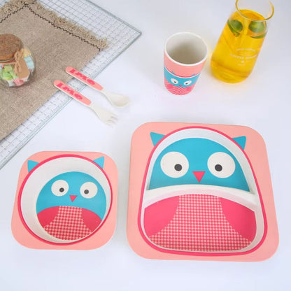Kinder Eetset – Bamboe servies met dierenprint