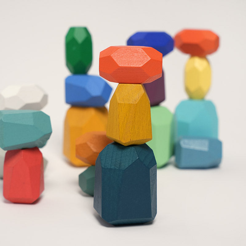 Montessori Houten Stenen – 21delig balans & stapelset