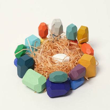 Montessori Houten Stenen – 21delig balans & stapelset